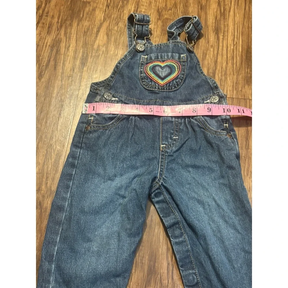OSHKOSH B'gosh y2k baby girls denim overalls 2010 embroidered heart sz‎ 12mo